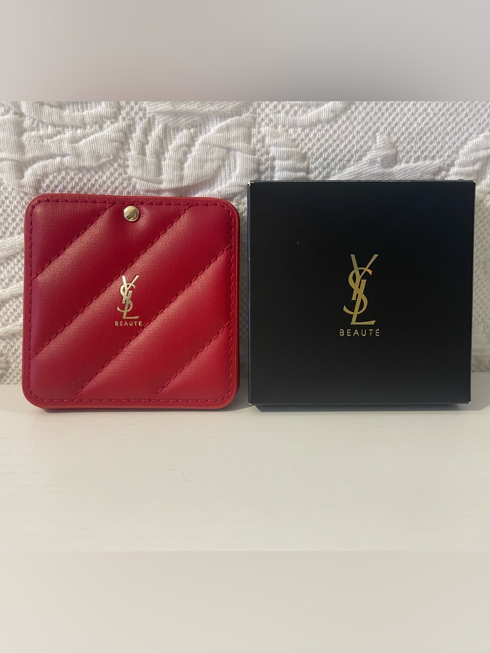 Yves Saint Laurent Red Quilted Mirror
